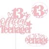 1 Pack 13 Official Teenager Cake Topper Glitter 13th Birthday Decorations for Boys Girls 13th Cake Decorations for Teen Birthday Party Supplies Rose Gold view 3