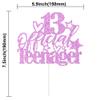 1 Pack 13 Official Teenager Cake Topper Glitter 13th Birthday Decorations for Boys Girls 13th Cake Decorations for Teen Birthday Party Supplies Pink view 2