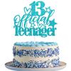 1 Pack 13 Official Teenager Cake Topper Glitter 13th Birthday Decorations for Boys Girls 13th Cake Decorations for Teen Birthday Party Supplies Blue view 1