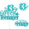 1 Pack 13 Official Teenager Cake Topper Glitter 13th Birthday Decorations for Boys Girls 13th Cake Decorations for Teen Birthday Party Supplies Blue view 3