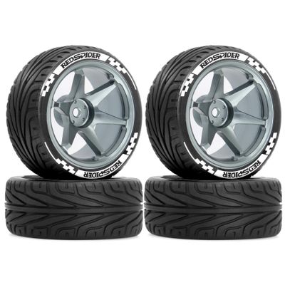 1/10 RC Rally Tire Set Outer Diameter: 68MM Metal Wheel Rim Tires for RC Rally Cars Compatible Models: TT01, TT02, XV01, TA06, PTG2, HPI, KYOSHO FW06, HSP TA06, A959, Traxxas (R426 Titanium)