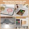 BVIUNTWO Play Kitchen Toy Set, Wooden Kids Kitchen Playset with Real Lights & Sounds, Sink, Stove, Oven, Ice Maker and Accessories for Toddlers Ages 3+, White and Gold view 3