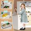 BVIUNTWO Play Kitchen Toy Set, Wooden Kids Kitchen Playset with Real Lights & Sounds, Sink, Stove, Oven, Ice Maker and Accessories for Toddlers Ages 3+, White and Gold view 4