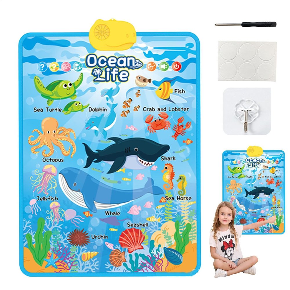 Electronic Alphabet Wall Chart, 41x55.5cm PVC English Audio Wall Chart, Touch-Sensitive Poster, Kids Talking Learning Board, Music Speech Charts, Interactive Electronic Point Reading Flipchart Pronun