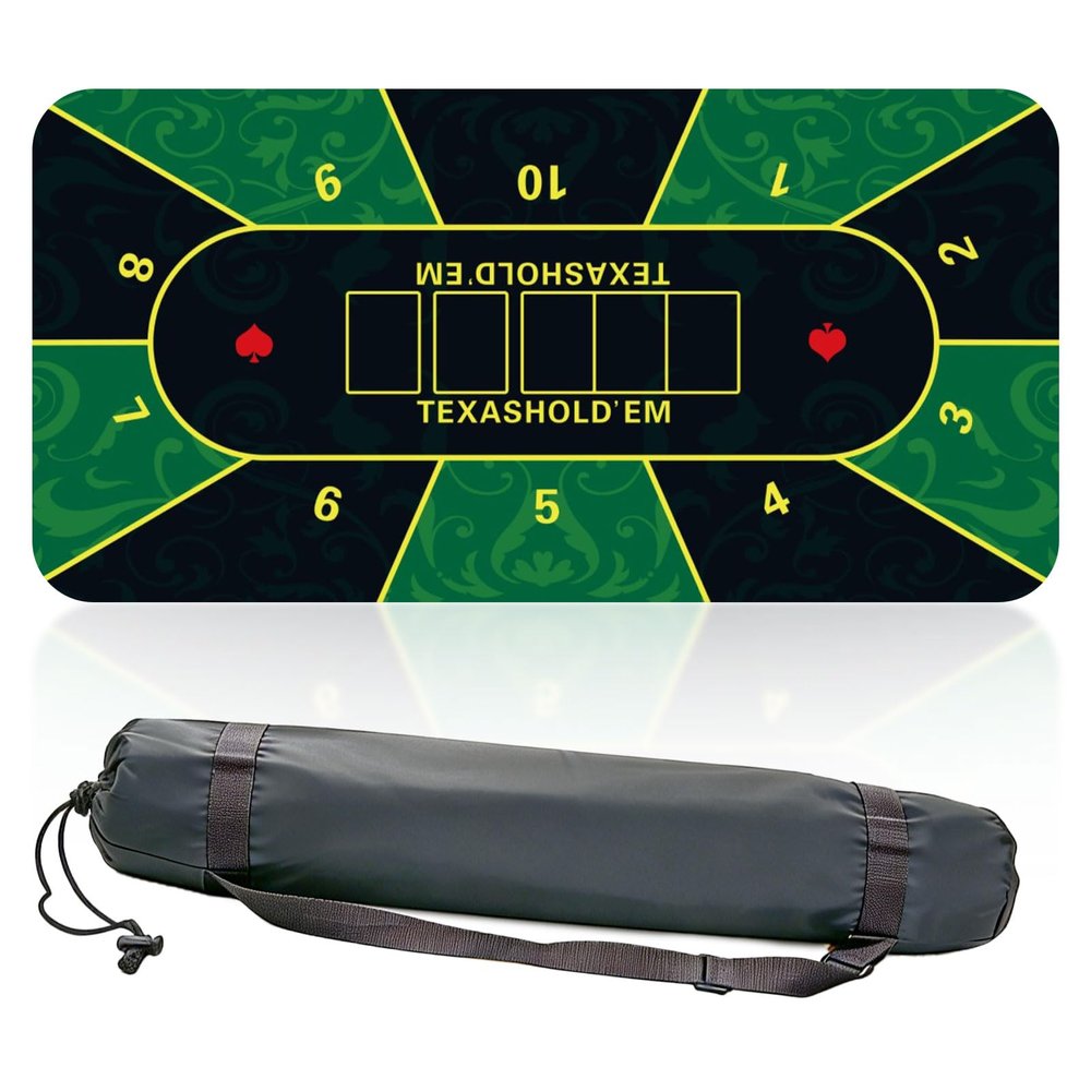 Senmenda Poker Table Mat 47" x 23",46 Player Texas Holdem Poker Mat for Tables, Includes a Poker Table mat Carrying Bag, and is Suitable for Texas Holdem, Blackjack, Omaha and Other Poker Games.