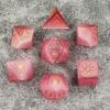 AUSPDICE Stone Dice, DND Dice with Gorgeous Case for Dungeons and Dragons Role Playing Games (TreasurePinkOpal) view 1