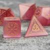 AUSPDICE Stone Dice, DND Dice with Gorgeous Case for Dungeons and Dragons Role Playing Games (TreasurePinkOpal) view 4