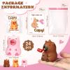 24 Set Valentines Day Gift Bulk Capybara Stress Balls Fun Relief Fidget Squeeze Toys with Positive Cards Mini Animal Desk Decor Capybara Party Favors for Office Teacher Adults (Blowers) view 2