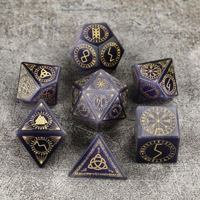 AUSPDICE Stone Dice, DND Dice with Gorgeous Case for Dungeons and Dragons Role Playing Games (PurpleOpal)
