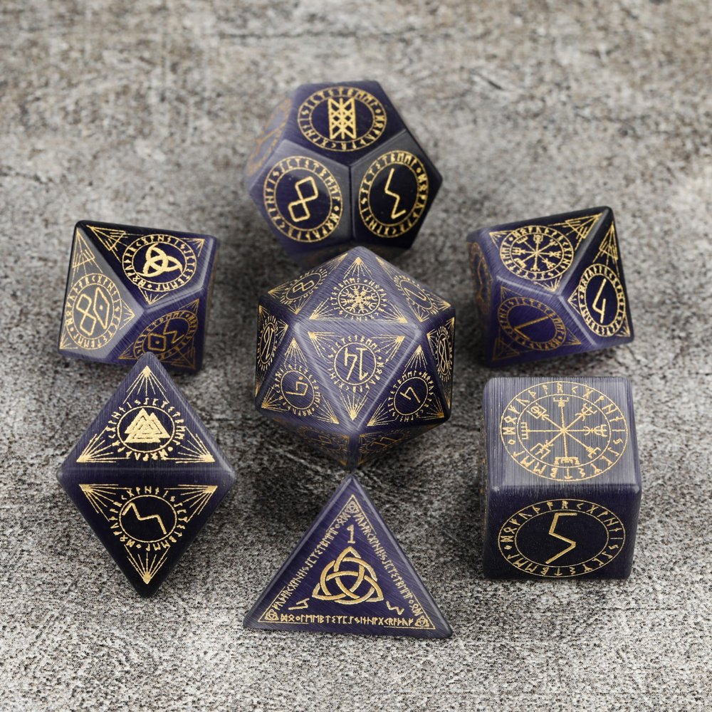 AUSPDICE Stone Dice, DND Dice with Gorgeous Case for Dungeons and Dragons Role Playing Games (PurpleOpal)
