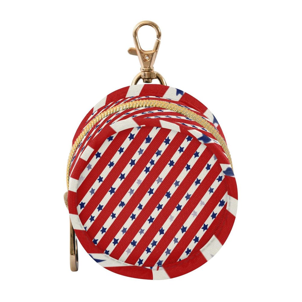 ElliTarr Pacifier Holder with Clip Pacifier Case for Diaper Bag Round Baby Pacifier Pouch Box Bag Portable Patriotic Striped Red Stars