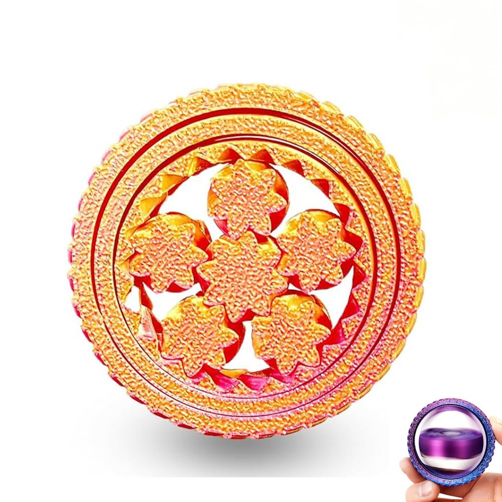 2-PCS 3D Printed Spinners Fidget Toys Adults - Stress Relief Toys for ADHD, Anxiety & Sensory Needs | Quiet Office Desk Toy & Party Favors - Birthday Goodie Bag Fillers Halloween (Red Gold)