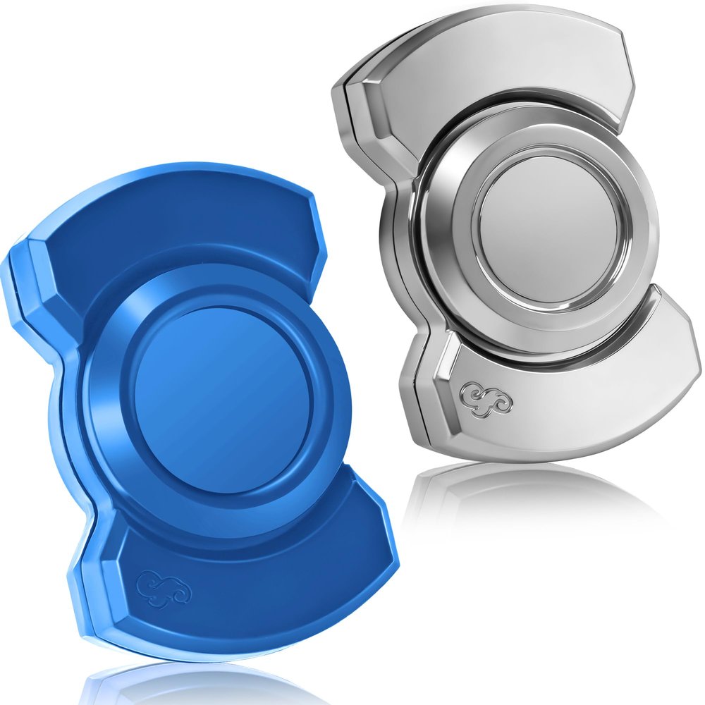3-in-1 Fidget Spinner Toy for Adult Metal Slider Clicker Spinner Magnetic for Office Desk Toy Valentines Day Gifts for Him Stress Anxiety Relief ADHD Autism Magnet EDC Cool Gadget Gifts - Silver+Blue