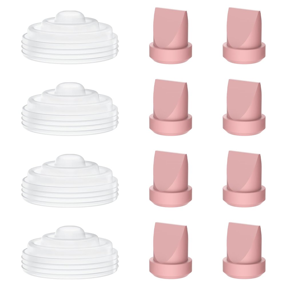 12 Pack M5 Pump Parts, 8ps Red Duckbill Valves and 4pcs Silicone Diaphragm Compatible with Momcozy M5 Wearable Breast Pump, Replace for Momcozy Pump Parts, Red Valve, Diaphragm