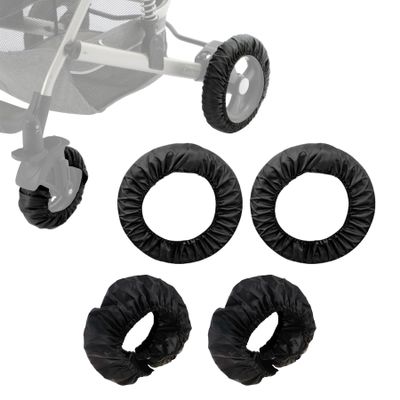 4 Pcs Baby Stroller Wheel Covers Bassinet Stroller Wheel Noise Reducing Protective Hand Washable Stroller Wheel Cover for Baby Stroller Wheelchair Pushchair Jogger (Black)