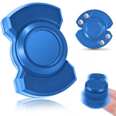 3-in-1 Fidget Spinner Toy for Adult Metal Slider Clicker Spinner Magnetic for Office Desk Toy Easter Basket Stuffer for Him Stress Anxiety Relief ADHD Autism Magnet EDC Cool Gadget Gifts - Blue