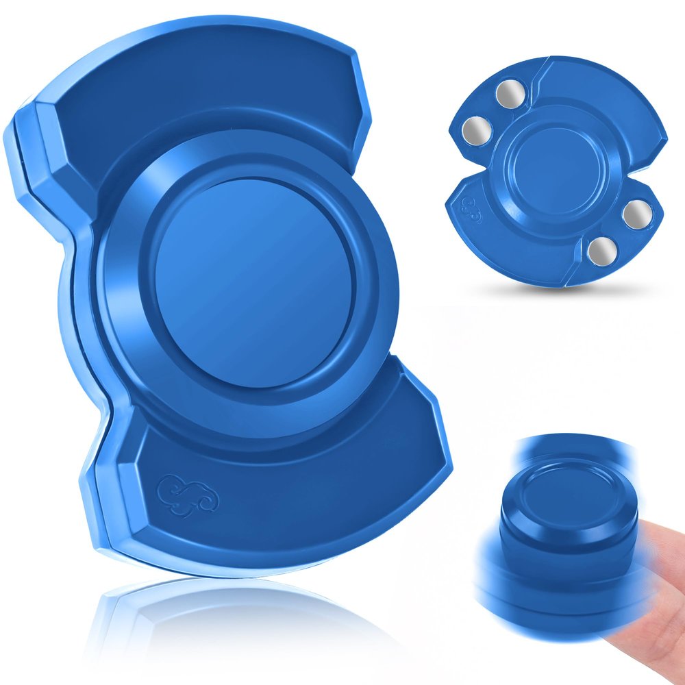 3-in-1 Fidget Spinner Toy for Adult Metal Slider Clicker Spinner Magnetic for Office Desk Toy Easter Basket Stuffer for Him Stress Anxiety Relief ADHD Autism Magnet EDC Cool Gadget Gifts - Blue