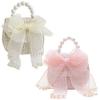 Wedhapy Mini Purse 2Pcs Kids Purse with Bowknot, 5x5x2 Girls with Pearl Handle for Little Girls, Cute Fashion Princess Handbags, Detachable Gold Chain view 4