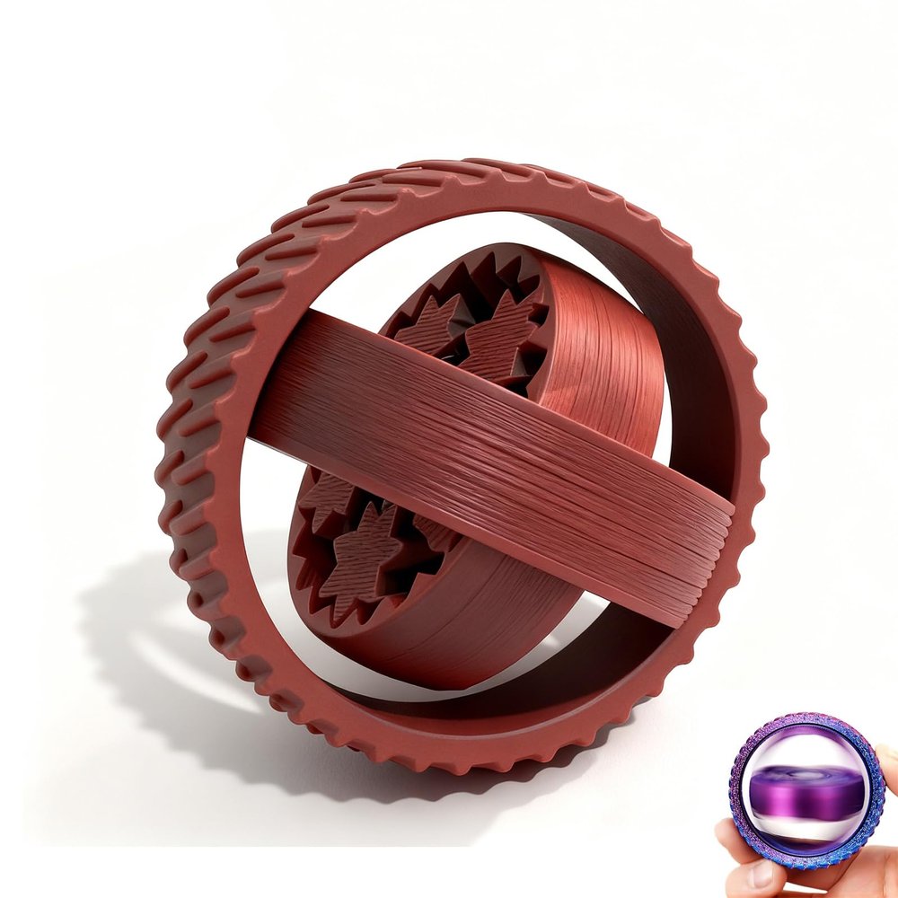 2-PCS 3D Printed Spinners Fidget Toys Adults - Stress Relief Toys for ADHD, Anxiety & Sensory Needs | Quiet Office Desk Toy & Party Favors - Birthday Goodie Bag Fillers Halloween (Red Black)