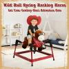 FUNLIO Bull Spring Rocking Horse for Kids 3-6, Wild Ride on Horse with Covered Spring & Sturdy Frame, Neighing & Galloping Sound for Pretend Play, Spring Horse Toys Gift, CPC & CE Certified view 2