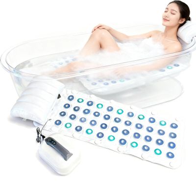 richigblosmum Portable Bubble Spa Mat for Bathtub - 93 Powerful Jets, 6 Modes with Remote, 7-Color LED Lights, Bath Bubble Machine with USB for Home & Travel