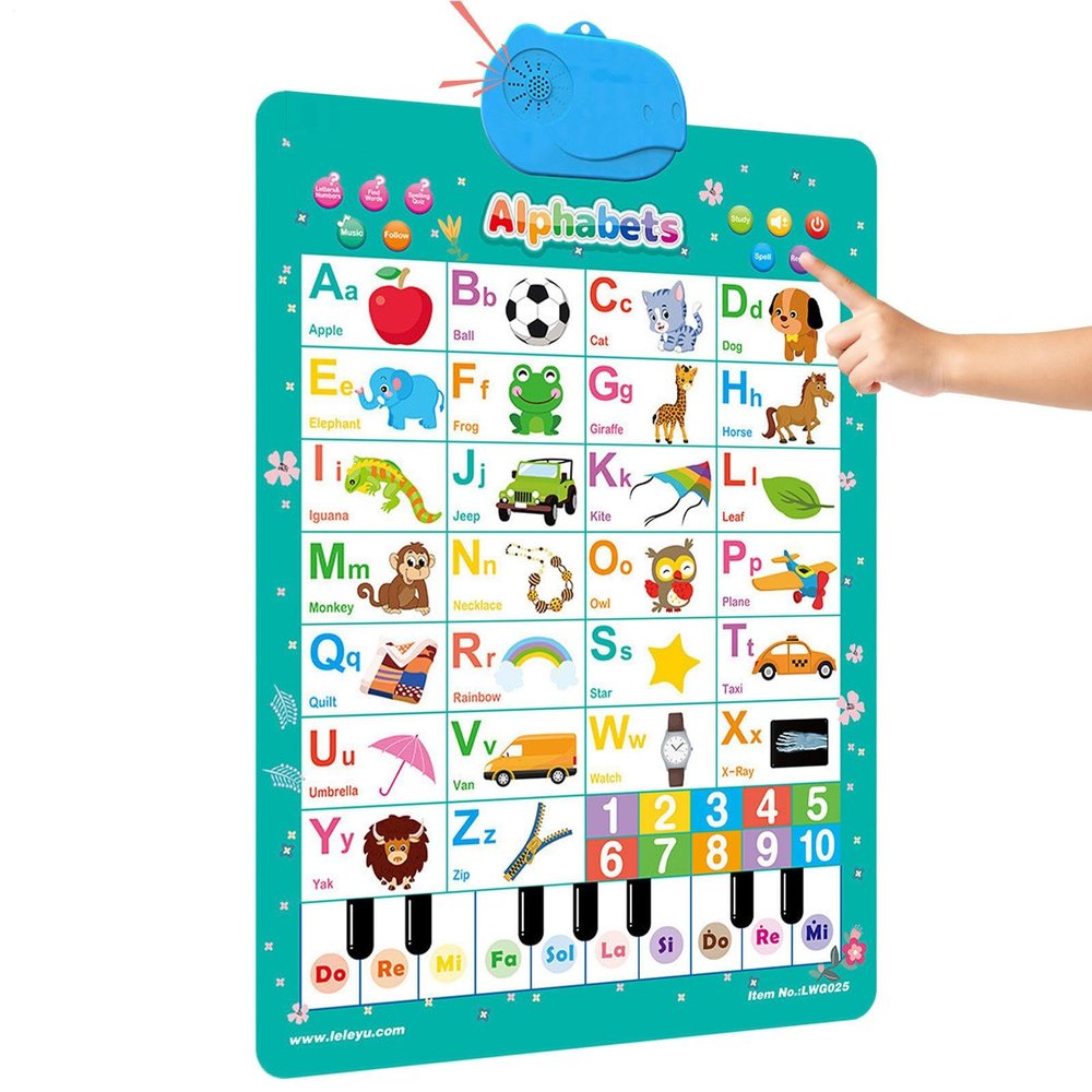 Talking Poster - Interactive Electronic Learning Chart, Alphabet Number Piano Songs Game, Full Animal Vocabulary Educational Toy, for Ages 1-6 Boys Girls Kindergarten School Nursery