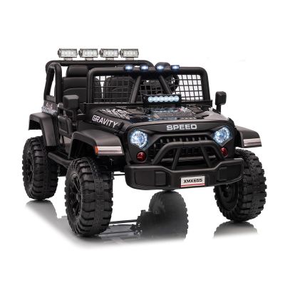 24V Ride on Car for Kids, 2 Seater Electric Truck with Parent Remote Control, Spring Suspension, 2 Speeds, LED Headlight & Music Player, Kids Electric Vehicle for Aged 3-8 Years, Black