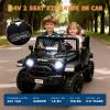 24V Ride on Car for Kids, 2 Seater Electric Truck with Parent Remote Control, Spring Suspension, 2 Speeds, LED Headlight & Music Player, Kids Electric Vehicle for Aged 3-8 Years, Black view 2