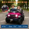 24V Ride on Car for Kids, 2 Seater Electric Truck with Parent Remote Control, Spring Suspension, 2 Speeds, LED Headlight & Music Player, Kids Electric Vehicle for Aged 3-8 Years, Pink view 2