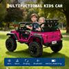 24V Ride on Car for Kids, 2 Seater Electric Truck with Parent Remote Control, Spring Suspension, 2 Speeds, LED Headlight & Music Player, Kids Electric Vehicle for Aged 3-8 Years, Pink view 3