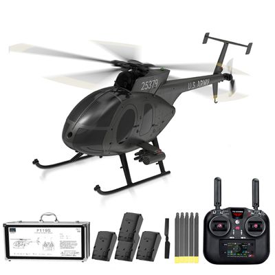 Actualia YU Xiang F119S MD500 Little Bird RC Helicopter, 1/16 Scale 9CH Flybarless Brushless GP/S & Optical Flow Helicopter, 6G/3D Flight Modes Openable Cockpit Military Aircraft Model (RTF)
