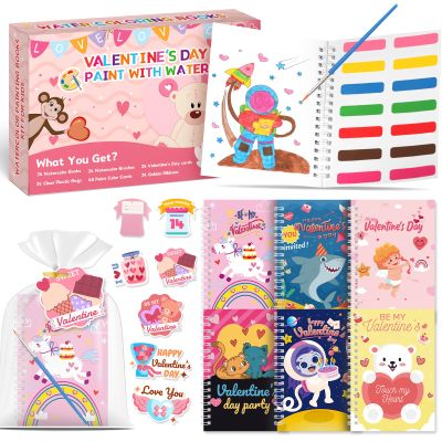 24 Pack Water Coloring Books Valentine's Day Party Favors for Kids, Water Coloring Books Bulk for Kids Valentine's Day Goodie Bag Stuffers, School Teacher Return Gift Exchange Party Classroom Prizes