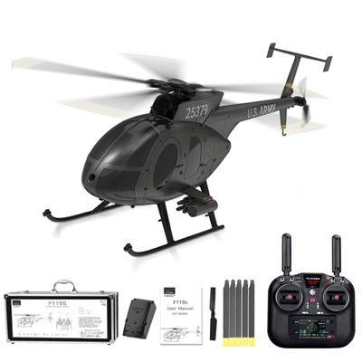 Actualia YU Xiang F119S MD500 Little Bird RC Helicopter, 1/16 Scale 9CH Flybarless Brushless GP/S & Optical Flow Helicopter, 6G/3D Flight Modes Openable Cockpit Military Aircraft Model (RTF)