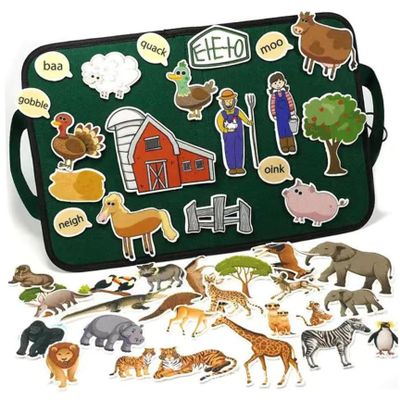 Jorzer 1 Set Felt Board for Toddlers, Animal Farm-Themed Felt Board, Foldable Quiet Book Story Sets with Portable Handle Story Activities Play Kit for Kids..