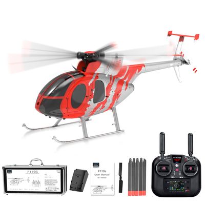 Actualia YU Xiang F119S MD500 Little Bird RC Helicopter, 1/16 Scale 9CH Flybarless Brushless GP/S & Optical Flow Helicopter, 6G/3D Flight Modes Openable Cockpit Military Aircraft Model (RTF)