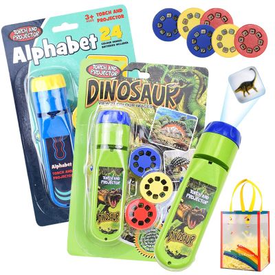 Dinosaur Projector Flashlight - Night Light Technology Toy, Portable Dinosaur Flashlight Projector with 3 Discs&24 Patterns, Dinosaur Projector Light for Kids, for Bedroom/Ceiling/Wall/Tent (2Mix-E)