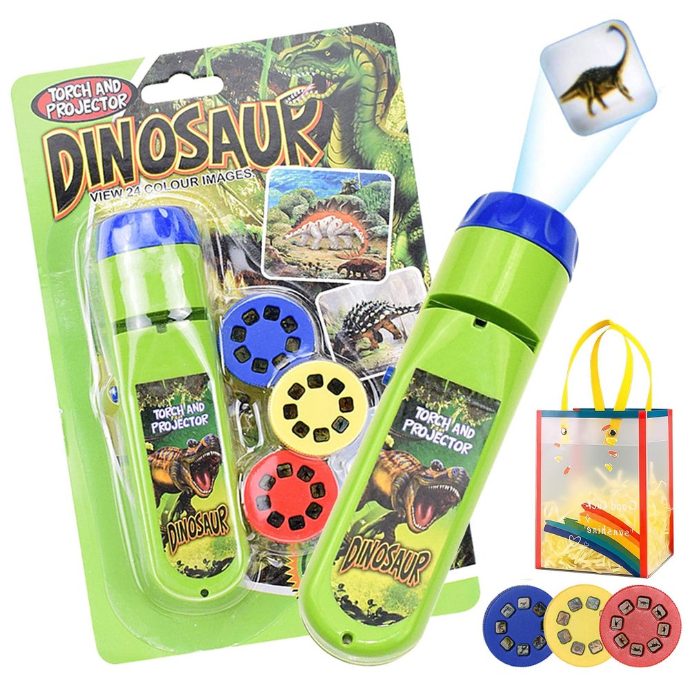 Dinosaur Projector Flashlight - Night Light Technology Toy, Portable Dinosaur Flashlight Projector with 3 Discs&24 Patterns, Dinosaur Projector Light for Kids, for Bedroom/Ceiling/Wall/Tent (Style-A)