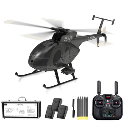 Actualia YU Xiang F119S MD500 Little Bird RC Helicopter, 1/16 Scale 9CH Flybarless Brushless GP/S & Optical Flow Helicopter, 6G/3D Flight Modes Openable Cockpit Military Aircraft Model (RTF)