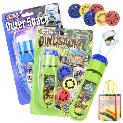 Dinosaur Projector Flashlight - Night Light Technology Toy, Portable Dinosaur Flashlight Projector with 3 Discs&24 Patterns, Dinosaur Projector Light for Kids, for Bedroom/Ceiling/Wall/Tent (2Mix-C)