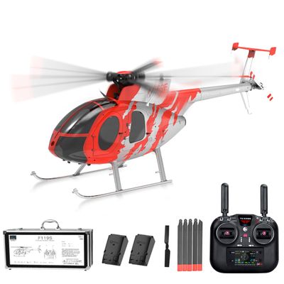 Actualia YU Xiang F119S MD500 Little Bird RC Helicopter, 1/16 Scale 9CH Flybarless Brushless GP/S & Optical Flow Helicopter, 6G/3D Flight Modes Openable Cockpit Military Aircraft Model (RTF)