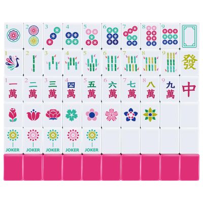 Arrowbash American Mahjong Set Only with 160 Mahjong Tiles 1.2-inch American Mah Jong Set Hand Carved Pattern for Adult Social Party, Mah Jong Lovers Gift (Rose Red)