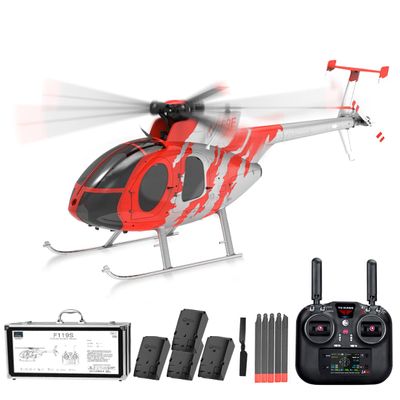 Actualia YU Xiang F119S MD500 Little Bird RC Helicopter, 1/16 Scale 9CH Flybarless Brushless GP/S & Optical Flow Helicopter, 6G/3D Flight Modes Openable Cockpit Military Aircraft Model (RTF)