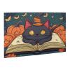 RMYRHQ Cat Pumpkin&Book Art Wooden Puzzles for Adults 500 Pieces Cartoon Grey Cat Yellow Eyes Open Book Oranges Pumpkins Bats&Fall Leaves Design for Adults Pet Lovers Holiday Decor&Easter Gifts view 3