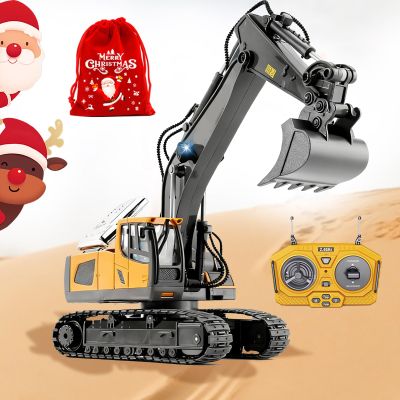 Construction Rc Set of 4 Alloy, Rc Semi Truck with Trailer and Excavator, 360 Rotation Realistic Engineering Design Remote Control Construction Vehicles Equipment with Lights and Sounds (Excavator)