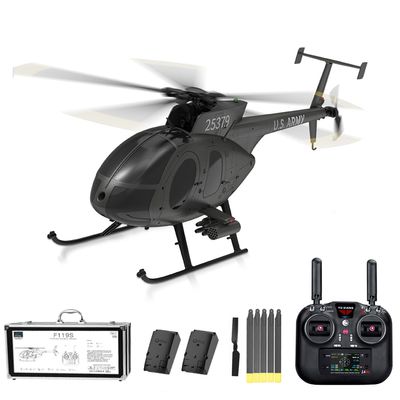 HOENTECH YUXIANG F119S MD500 RC Helicopter, 1/16 Scale Little Bird 9CH Brushless Remote Control Helicopter with GS Assisted Flight & Optical Flow, 6G/3D RTF Military Aircraft Model for Hobbyist