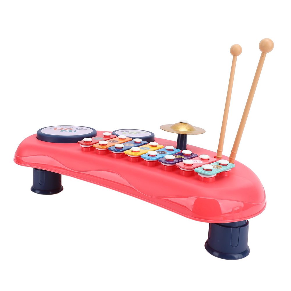 Aqur2020 Hand Beating Drums Piano Toy for Kids, Colorful Design with Sheet Music, Portable, ABS Material, Red