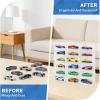 80-Pack Interlocking Toy Car Storage Case for 1/64 Scale Die-Cast Cars, Compatible with Hot Wheels & Matchbox Mini Cars, Clear Dustproof Stackable Display Organizer Box with Wall-Mount Holes (White) view 4
