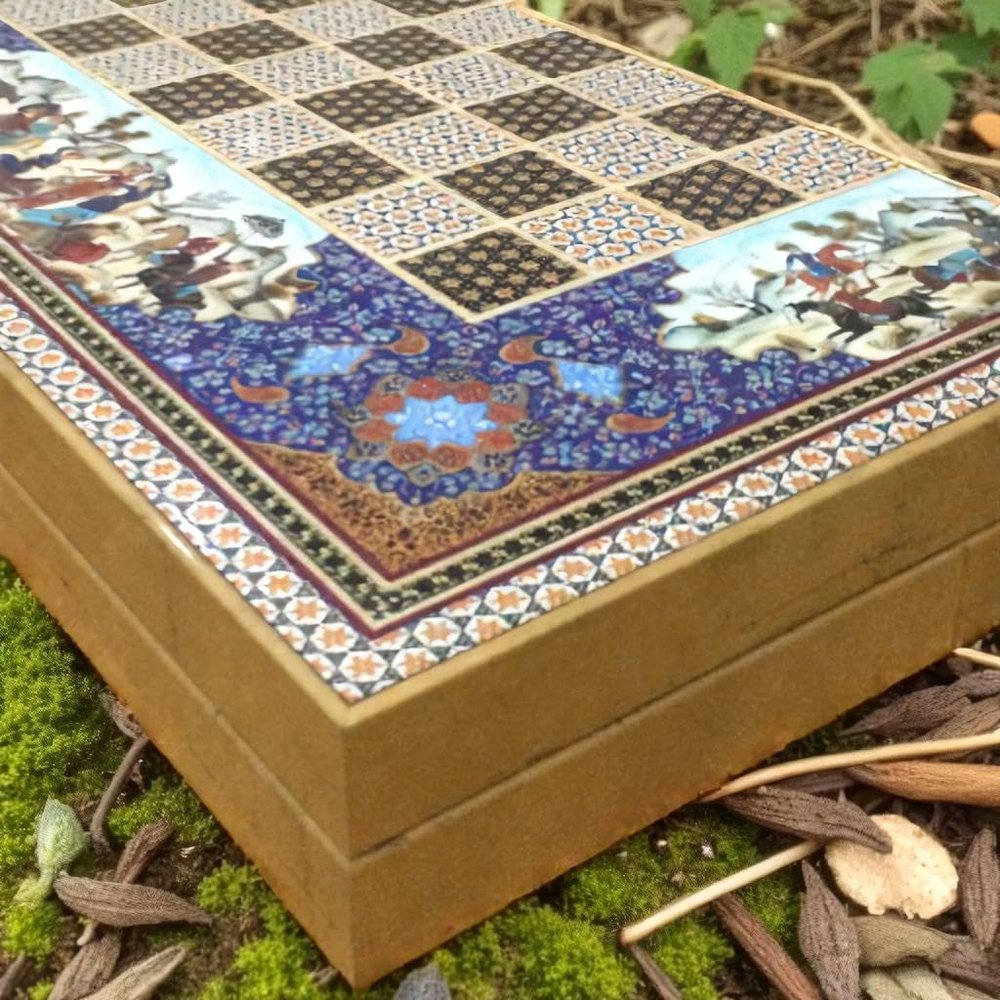 19.7" Handmade Backgammon Chess Set  Traditional Persian Khatam | Luxury Wooden Inlaid Game Board | Gift for Him, Dad, Husband