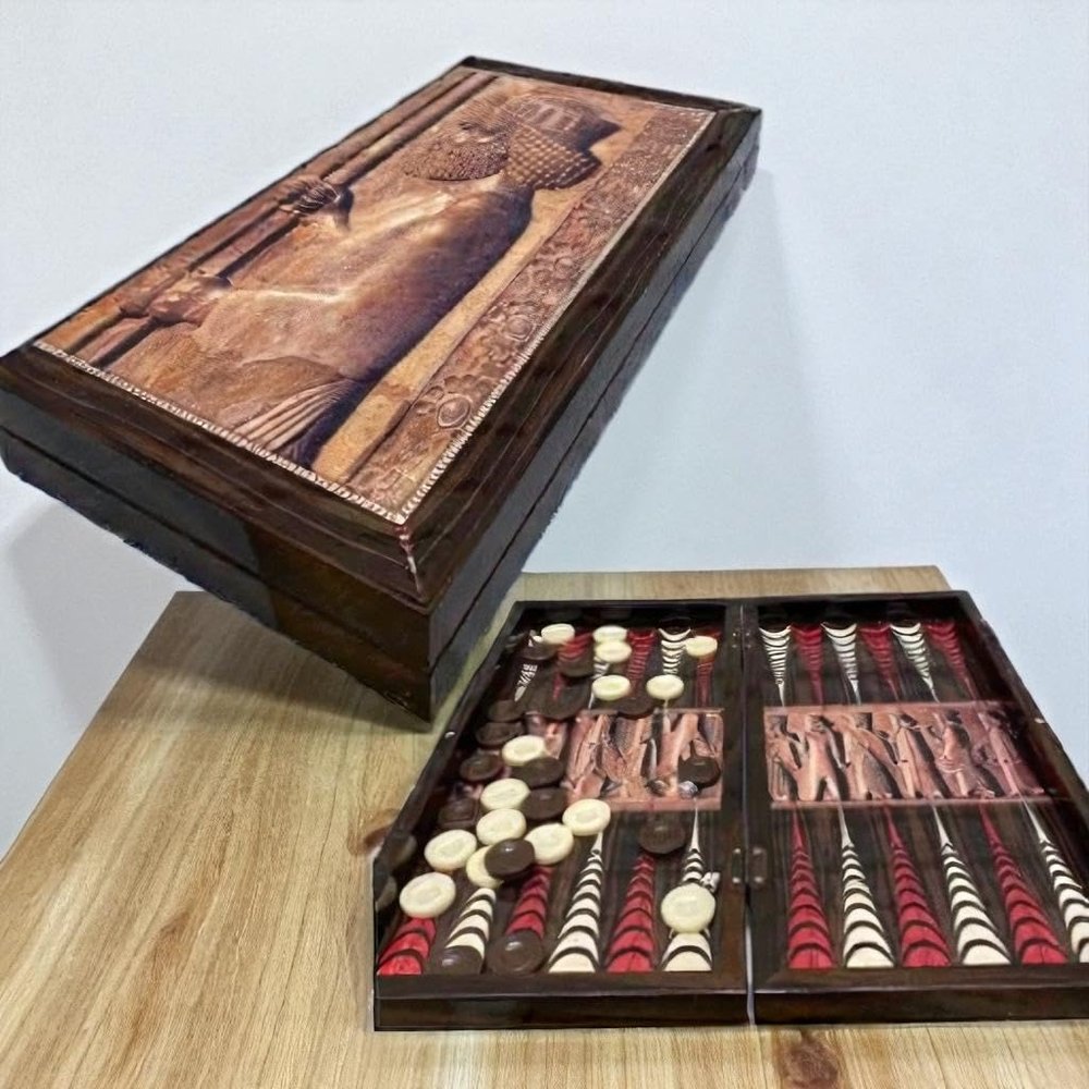 19.6" Handmade Wooden Backgammon Board  Persian Antique Style | Chess, Checkers, Backgammon 4-in-1 | Premium Gift for Father & Husband