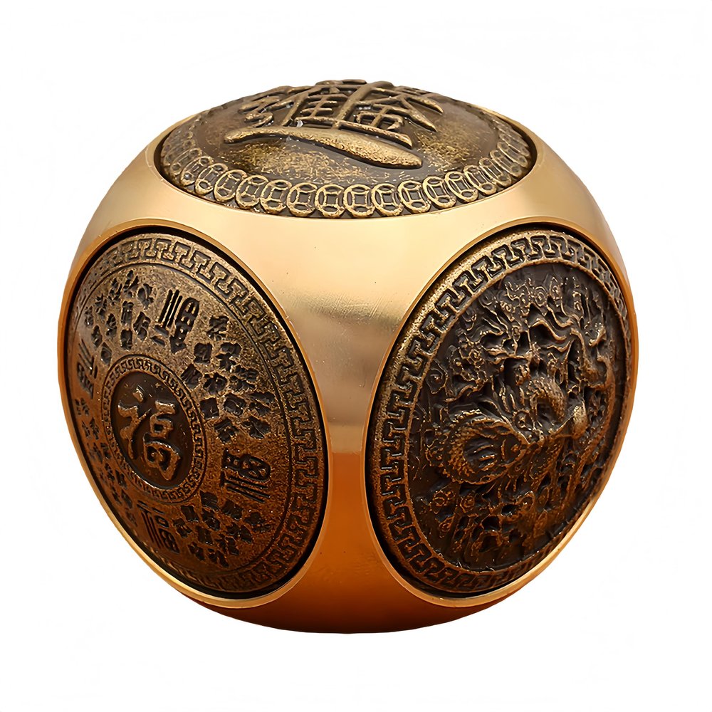 Portable Spinning Top-Stress Relief Accessory - Spinning Top Handheld - Portable Wealth-Attracting Bead - Brass Ornament (Yellow(A))